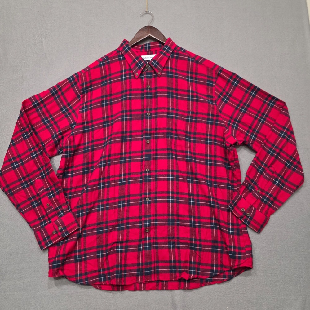 Saddlebred Men's Classic Fit Red Plaid Long Sleeve Button Up Flannel Sz 2XL NWOT